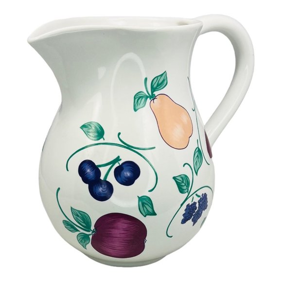 Orchard Medley by Princess House Vintage Ceramic Pitcher Fruit Pattern - Picture 2 of 10